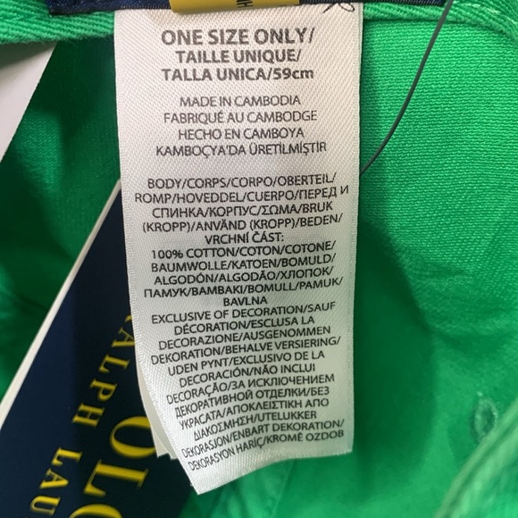 Polo Ralph Lauren Cotton Chino Sports Cap Green New - Picture 7 of 10
